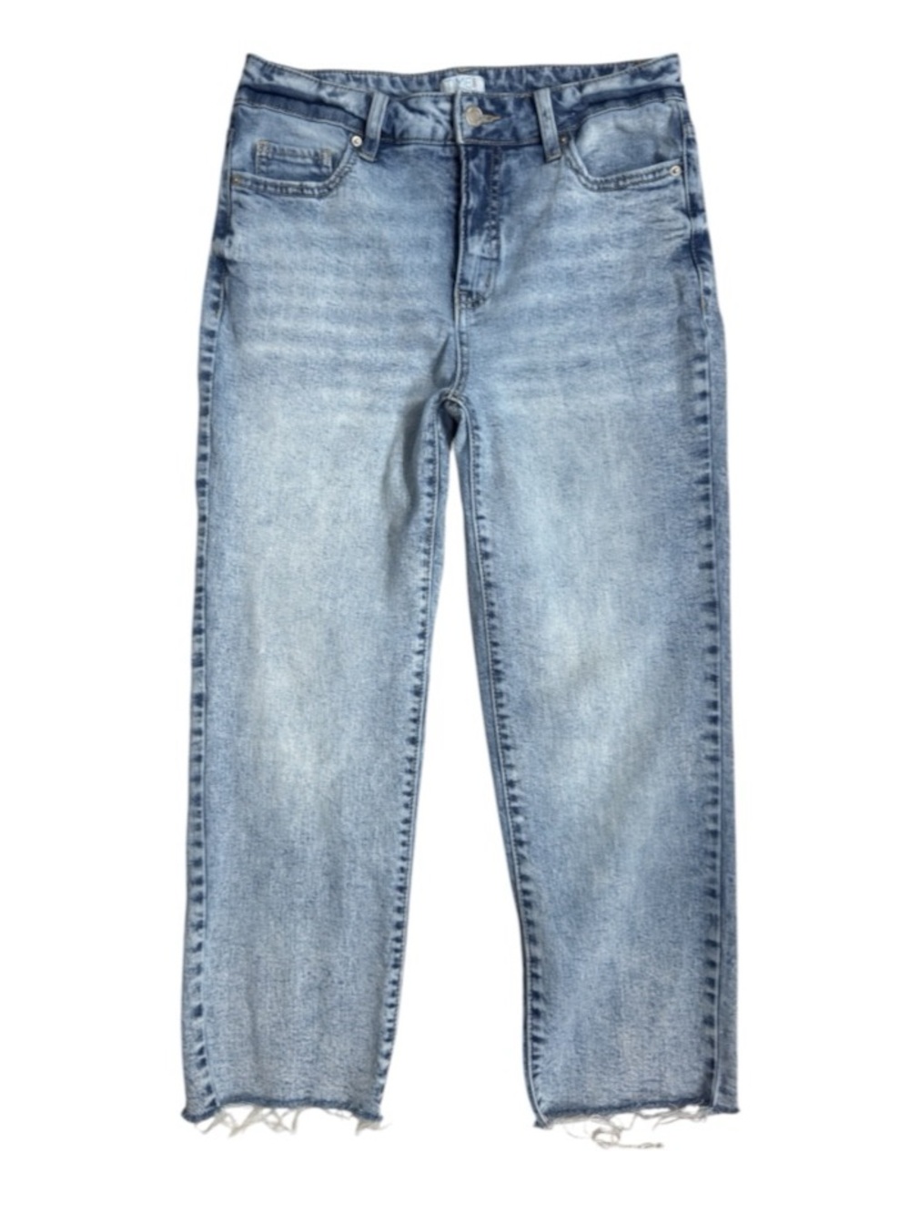 Time and Tru Women's Missy High Rise Straight Leg Cropped Raw Hem Jeans EUC
